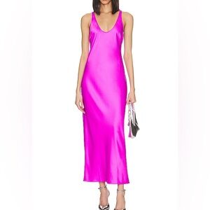 NWT L’Agence Akiya Silky Tank Midi Dress in Bright Violet, Size Small